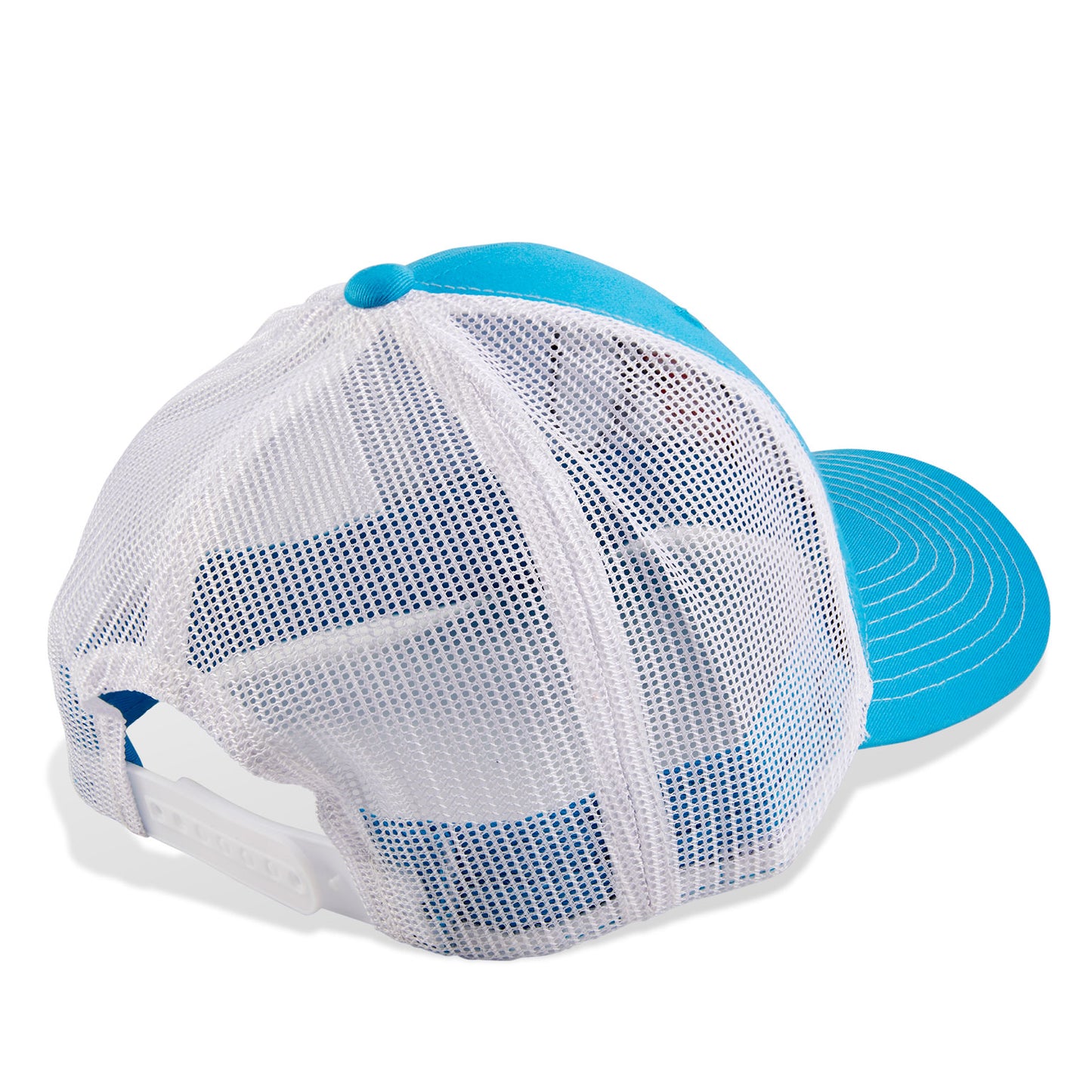 Dead Fish Hook light blue patriotic logo Florida trucker hat with white details back view