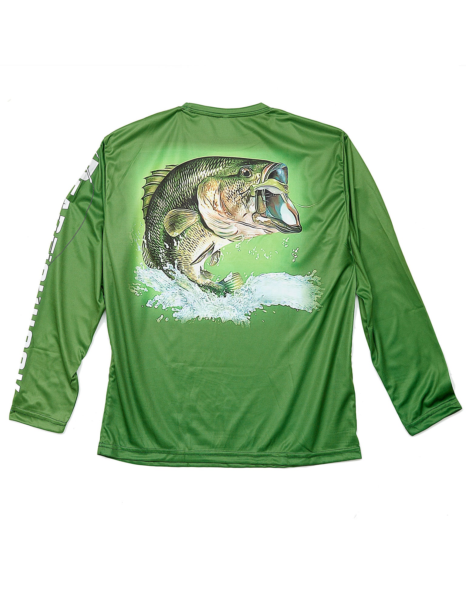 Dead Fish Hook Americana Skull Youth Long Sleeve shirt with fish on center back back view