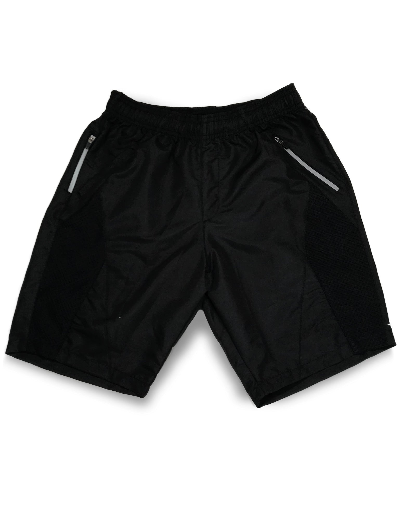 Dead Fish Hook black swim trunks with elastic waistband and side pockets - front view