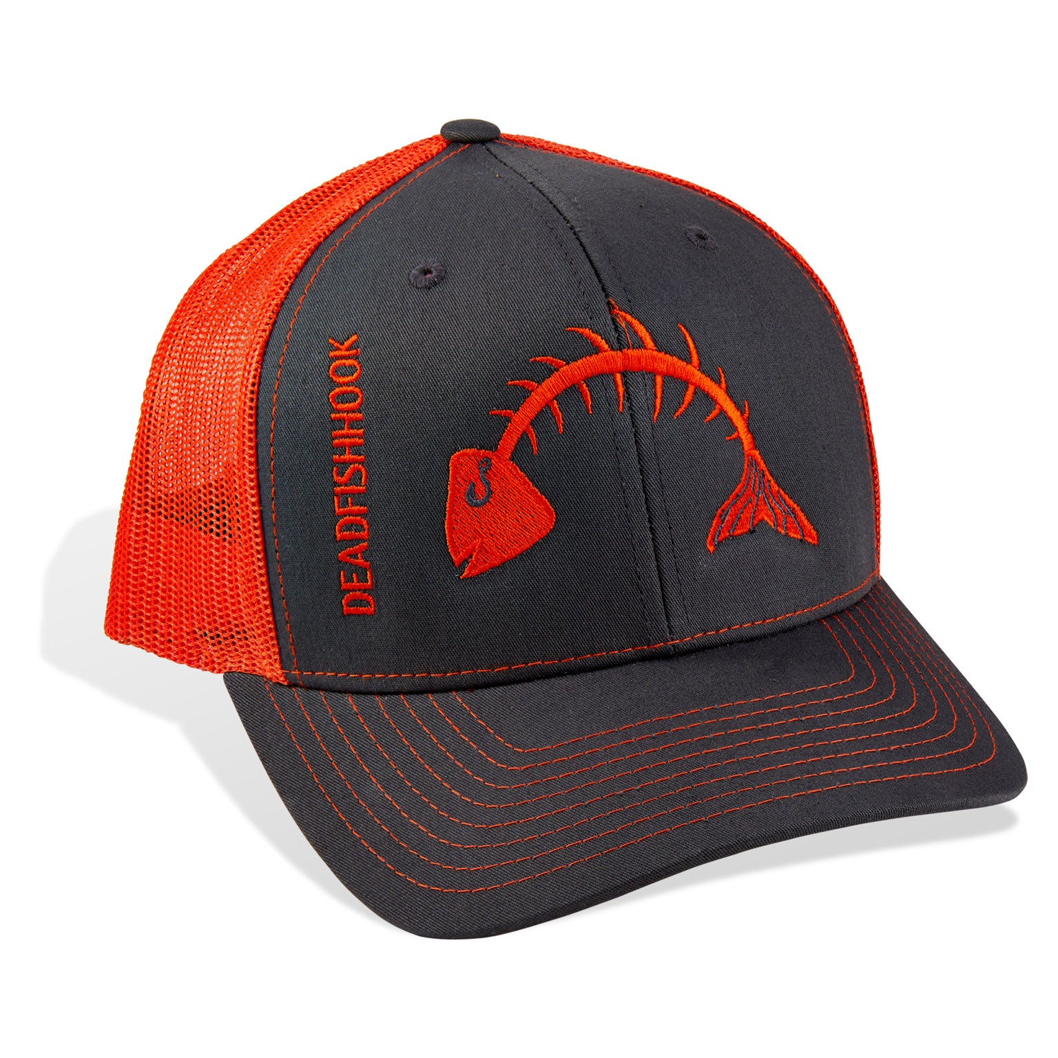 Black / Orange Fish Bone Truckers Hat