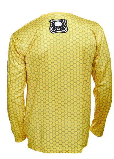 Dead Fish Hook Yellow Fish Scales Patch Logo Long Sleeve Shirt
