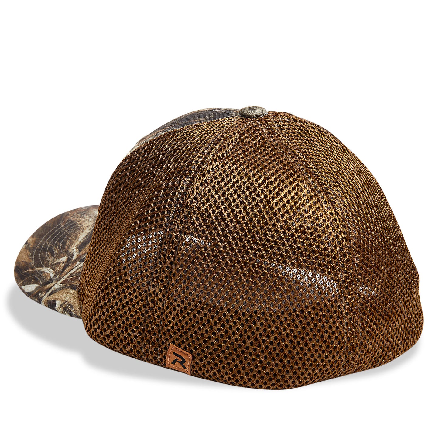 Dead Fish Hook Camo brand patch camouflage trucker hat back