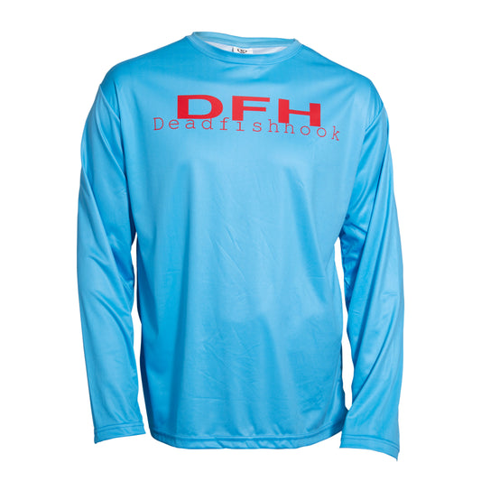 Dead Fish Hook blue performance long sleeve fishing shirt  2019 brand monogram front