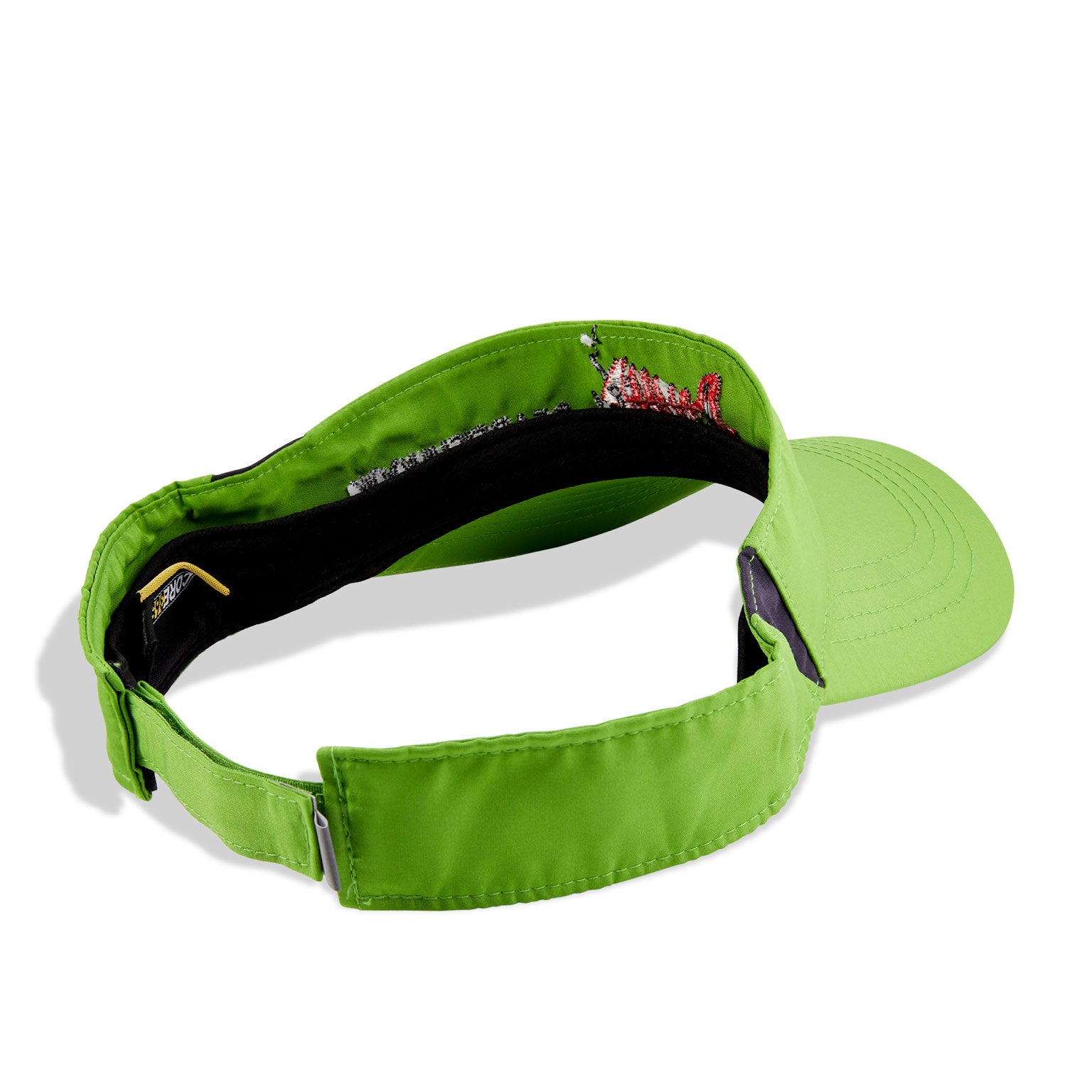 Dead Fish Hook lime green visor red fish bone back view