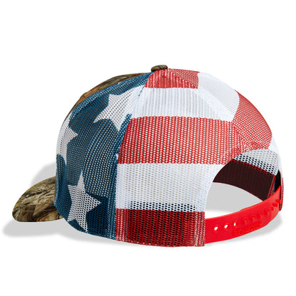 Dead Fish Hook patriotic American flag trucker hat back 