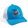 Light Blue Skull Logo Truckers Hat